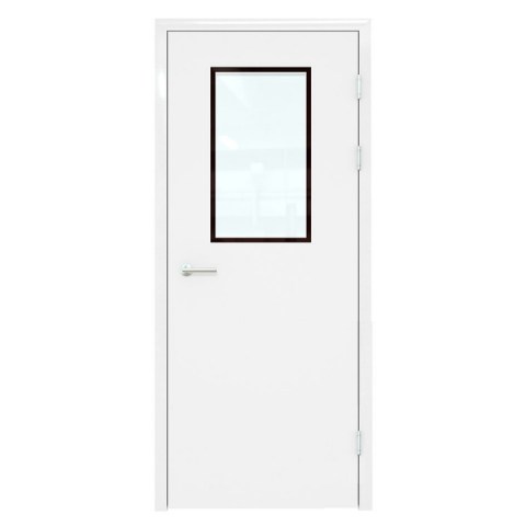 Дверь остекленная однопольная для чистых помещений c металлической коробкой