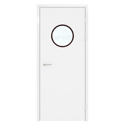 Дверь остекленная Иллюминатор однопольная для чистых помещений  с металлической коробкой