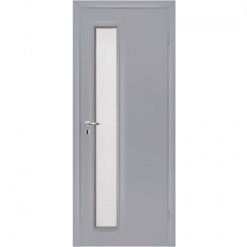 Дверь межкомнатная гладкая серая с притвором остекленная L3