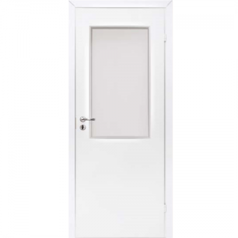 Дверь межкомнатная гладкая белая без притвора остекленная L1